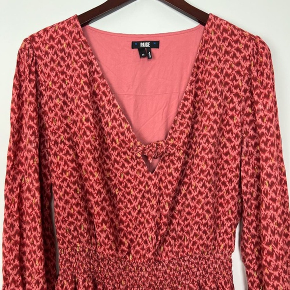 Paige Sandee Ikat V Neck Long Sleeve Mini Dress Size Medium - Picture 4 of 12